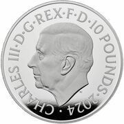 10 Pounds - Charles III Seymour Unicorn; Silver Piedfort obverse image