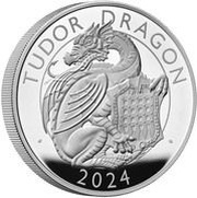 10 Pounds - Charles III Tudor Dragon; Silver Proof, United Kingdom, 2024 reverse image