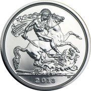 20 Pounds - Elizabeth II St George and Dragon; Fine Silver, United Kingdom, 2013 reverse image