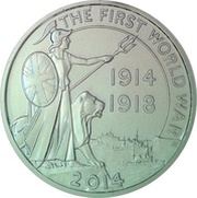 20 Pounds - Elizabeth II World War I; Fine Silver, United Kingdom, 2014 reverse image