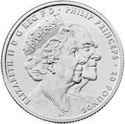 20 Pounds - Elizabeth II Platinum Wedding; Fine Silver obverse image