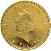 25 Pounds - Elizabeth II 3rd portrait; 1/4 oz Fine Gold obverse image