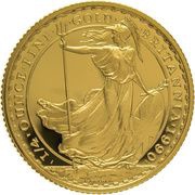 25 Pounds - Elizabeth II 3rd portrait; 1/4 oz Fine Gold, United Kingdom, 1990-1996 reverse image
