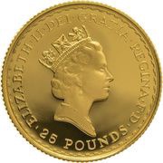 25 Pounds - Elizabeth II 3rd portrait; 1/4 oz Fine Gold obverse image