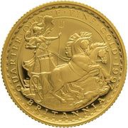 25 Pounds - Elizabeth II 3rd portrait; 1/4 oz Fine Gold, United Kingdom, 1997 reverse image