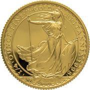 25 Pounds - Elizabeth II 4th portrait; 1/4 oz Fine Gold, United Kingdom, 1998-2012 reverse image