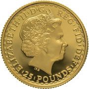 25 Pounds - Elizabeth II 4th portrait; 1/4 oz Fine Gold obverse image