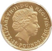 25 Pounds - Elizabeth II 4th portrait; 1/4 oz Fine Gold obverse image