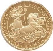 25 Pounds - Elizabeth II 4th portrait; 1/4 oz Fine Gold, United Kingdom, 2006-2009 reverse image