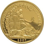 25 Pounds - Elizabeth II 4th portrait; 1/4 oz Fine Gold, United Kingdom, 2007 reverse image