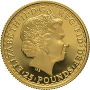 25 Pounds - Elizabeth II 4th portrait; 1/4 oz Fine Gold obverse image