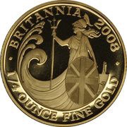 25 Pounds - Elizabeth II 4th portrait; 1/4 oz Fine Gold, United Kingdom, 2008 reverse image