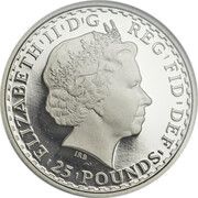 25 Pounds - Elizabeth II 4th portrait; 1/4 oz Fine Platinum obverse image