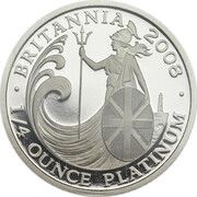 25 Pounds - Elizabeth II 4th portrait; 1/4 oz Fine Platinum, United Kingdom, 2008 reverse image