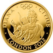25 Pounds - Elizabeth II Diana - Citius; Gold Proof, United Kingdom, 2010 reverse image