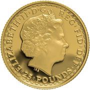 25 Pounds - Elizabeth II 4th portrait; 1/4 oz Fine Gold obverse image