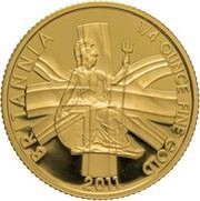 25 Pounds - Elizabeth II 4th portrait; 1/4 oz Fine Gold, United Kingdom, 2011 reverse image