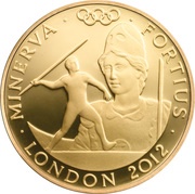 25 Pounds - Elizabeth II Minerva - Fortius; Gold Proof, United Kingdom, 2012 reverse image