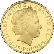 25 Pounds - Elizabeth II 4th portrait; 1/4 oz Fine Gold obverse image