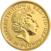 25 Pounds - Elizabeth II 4th portrait; 1/4 oz Fine Gold obverse image