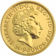 25 Pounds - Elizabeth II 4th portrait; 1/4 oz Fine Gold obverse image