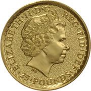 25 Pounds - Elizabeth II 4th portrait; 1/4 oz Fine Gold obverse image