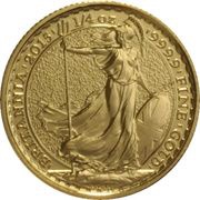 25 Pounds - Elizabeth II 4th portrait; 1/4 oz Fine Gold, United Kingdom, 2015 reverse image