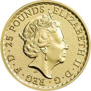 25 Pounds - Elizabeth II 5th portrait; 1/4 oz Fine Gold obverse image