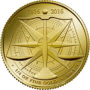 25 Pounds - Elizabeth II Gold Standard; 1/4 oz Fine Gold, United Kingdom, 2016 reverse image