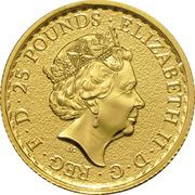 25 Pounds - Elizabeth II 5th portrait; 1/4 oz Fine Gold obverse image