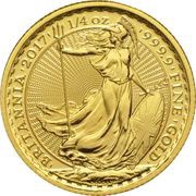 25 Pounds - Elizabeth II 5th portrait; 1/4 oz Fine Gold, United Kingdom, 2017 reverse image