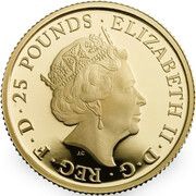 25 Pounds - Elizabeth II 5th portrait; 1/4 oz Fine Gold obverse image