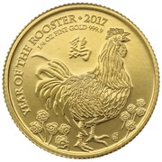 25 Pounds - Elizabeth II Year of the Rooster; 1/4 oz Fine Gold, United Kingdom, 2017 reverse image
