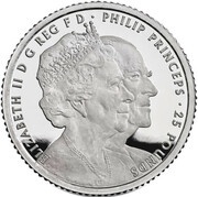 25 Pounds - Elizabeth II Platinum Wedding; Platinum Proof obverse image