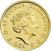 25 Pounds - Elizabeth II Red Dragon of Wales; 1/4 oz Fine Gold obverse image