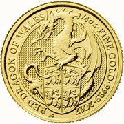 25 Pounds - Elizabeth II Red Dragon of Wales; 1/4 oz Fine Gold, United Kingdom, 2017 reverse image