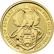 25 Pounds - Elizabeth II Griffin of Edward III; 1/4 oz Fine Gold, United Kingdom, 2017 reverse image