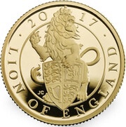 25 Pounds - Elizabeth II Lion of England; Gold Proof, United Kingdom, 2017 reverse image