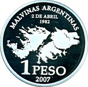 1 Peso Islas Malvinas Occupation, Argentina, 2007 reverse image