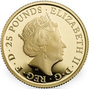 25 Pounds - Elizabeth II Unicorn of Scotland; Gold Proof obverse image