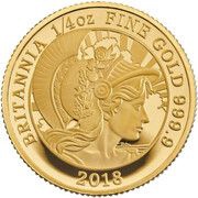 25 Pounds - Elizabeth II 5th portrait; 1/4 oz Fine Gold, United Kingdom, 2018 reverse image