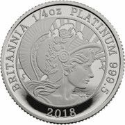 25 Pounds - Elizabeth II 5th portrait; 1/4 oz Fine Platinum, United Kingdom, 2018 reverse image