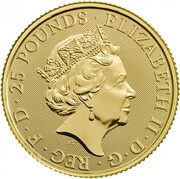 25 Pounds - Elizabeth II Year of the Dog; 1/4 oz Fine Gold obverse image