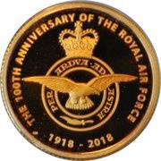 25 Pounds - Elizabeth II Royal Air Force Badge; Gold Proof, United Kingdom, 2018 reverse image