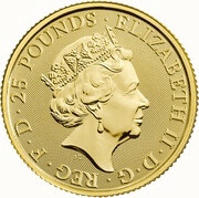25 Pounds - Elizabeth II Unicorn of Scotland; 1/4 oz Fine Gold obverse image