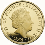 25 Pounds - Elizabeth II Red Dragon of Wales; Gold Proof obverse image