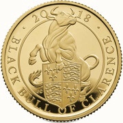 25 Pounds - Elizabeth II Black Bull of Clarence; Gold Proof, United Kingdom, 2018 reverse image