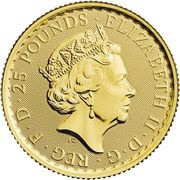 25 Pounds - Elizabeth II 5th portrait; 1/4 oz Fine Gold obverse image