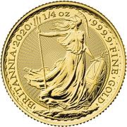 25 Pounds - Elizabeth II 5th portrait; 1/4 oz Fine Gold, United Kingdom, 2018-2020 reverse image
