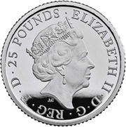 25 Pounds - Elizabeth II 5th portrait; 1/4 oz Fine Platinum obverse image